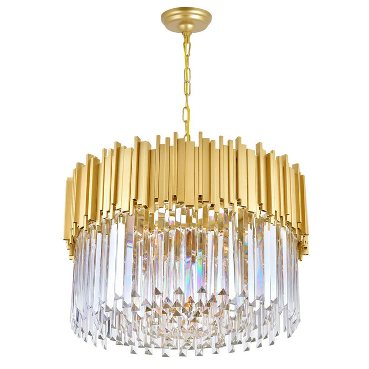 7 Light Down Chandelier With Medallion Gold Finish by CWI Lighting