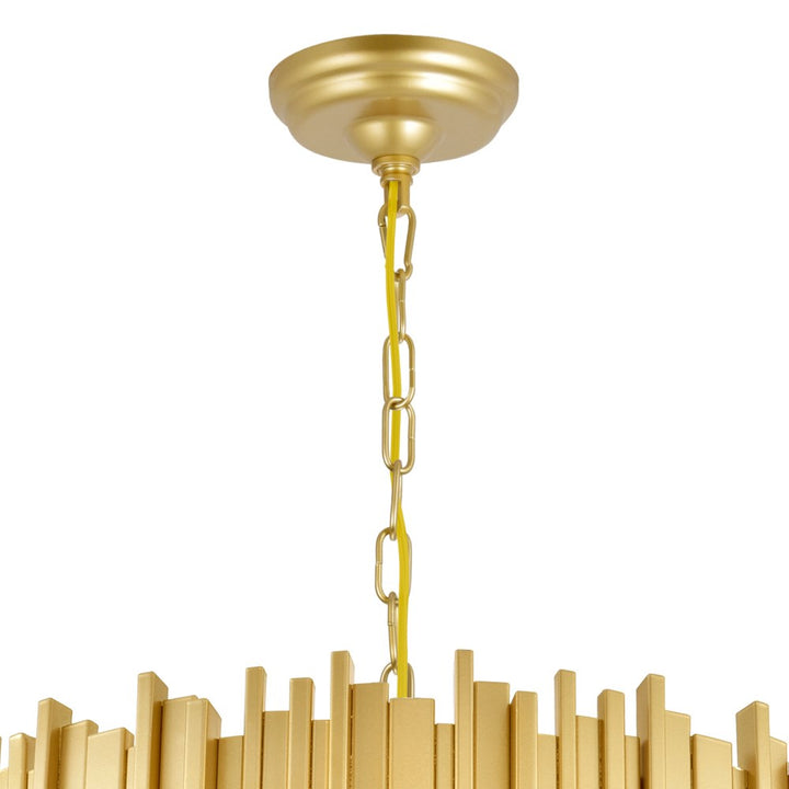 7 Light Down Chandelier With Medallion Gold Finish