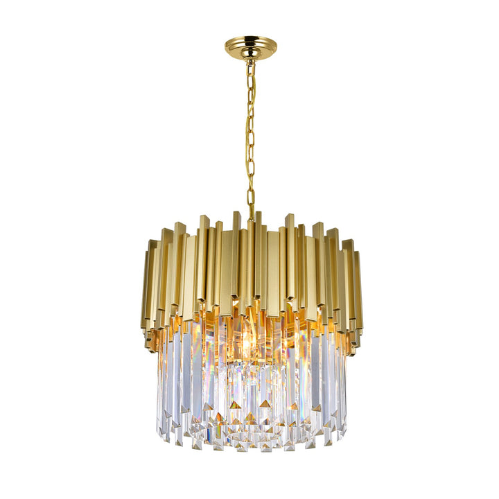 4 Light Down Chandelier With Medallion Gold Finish by CWI Lighting
