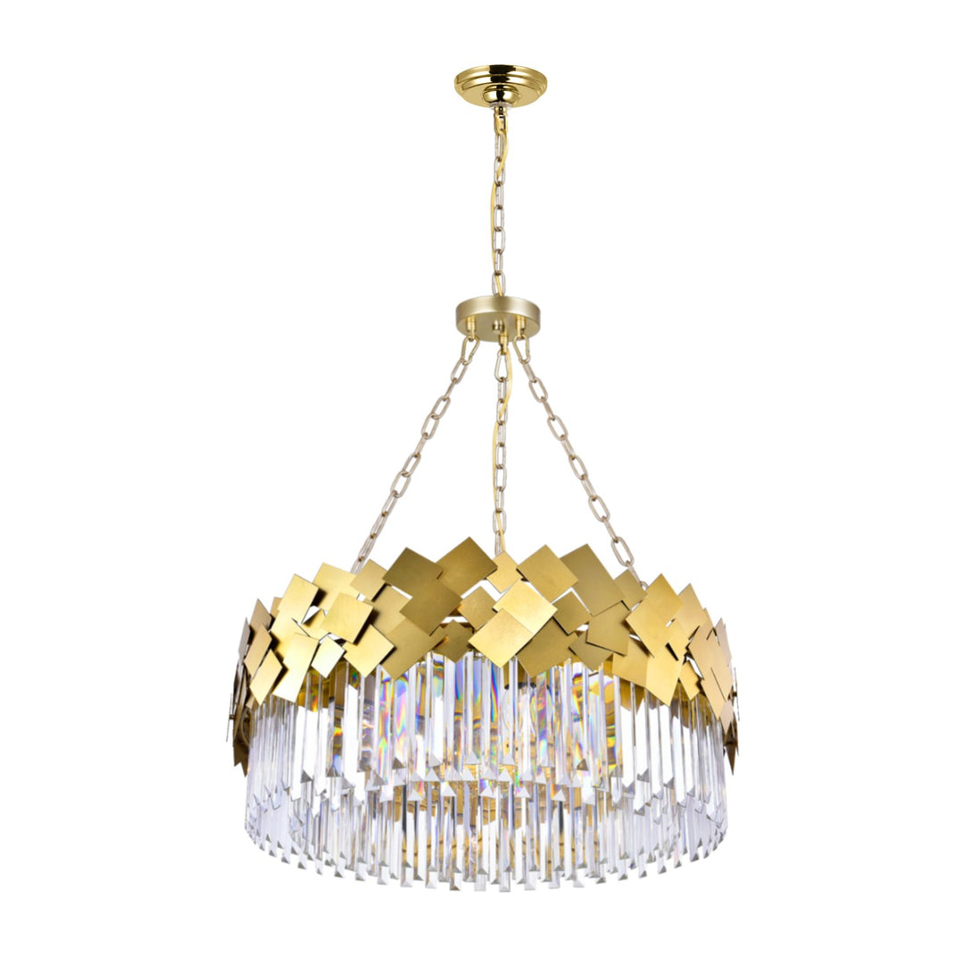 8 Light Down Chandelier With Medallion Gold Finish by CWI Lighting