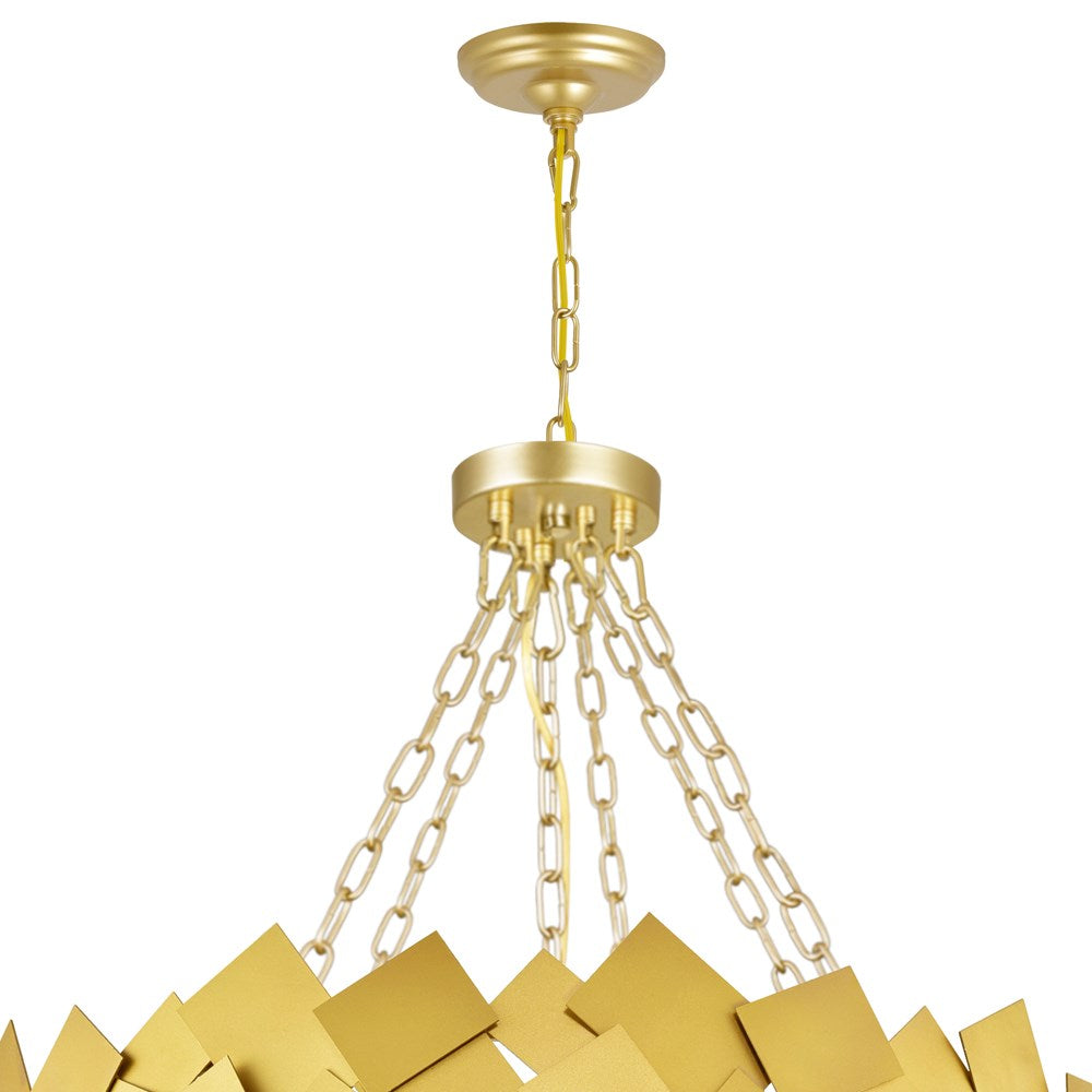 10 Light Down Chandelier With Medallion Gold Finish