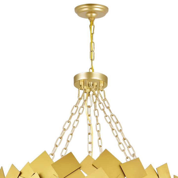 10 Light Down Chandelier With Medallion Gold Finish