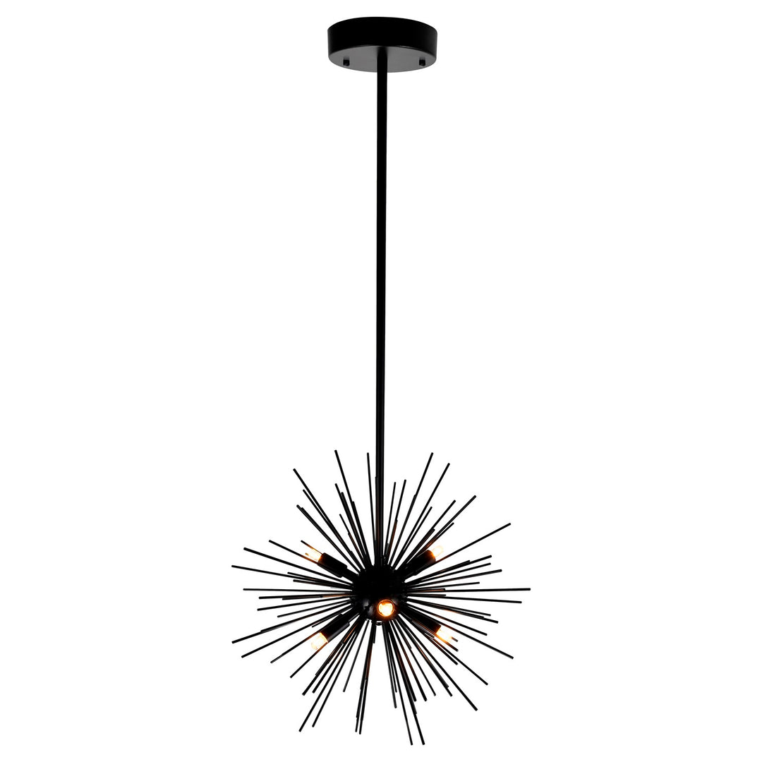 6 Light Chandelier With Black Finish