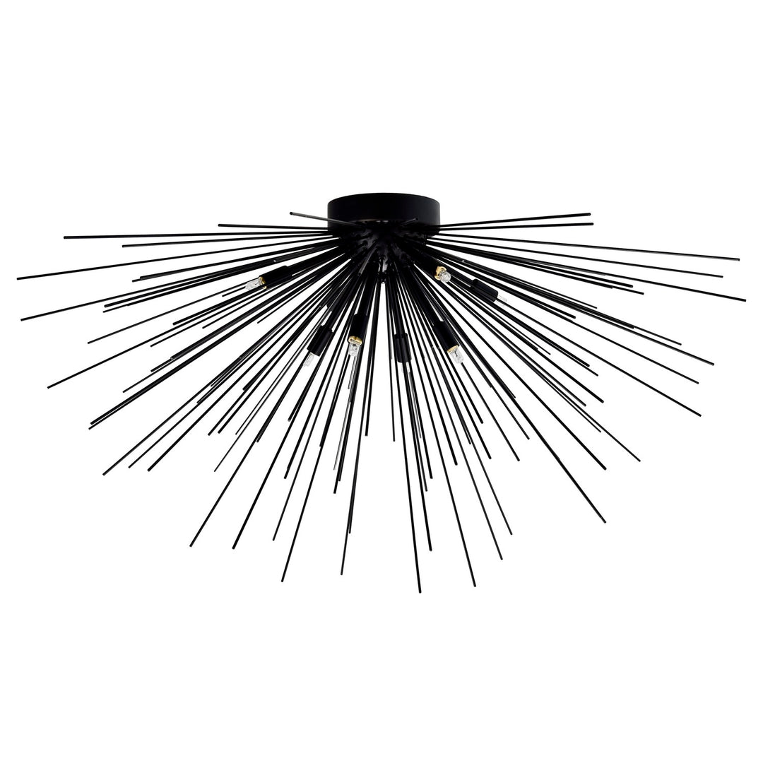 8 Light Flush Mount With Black Finish