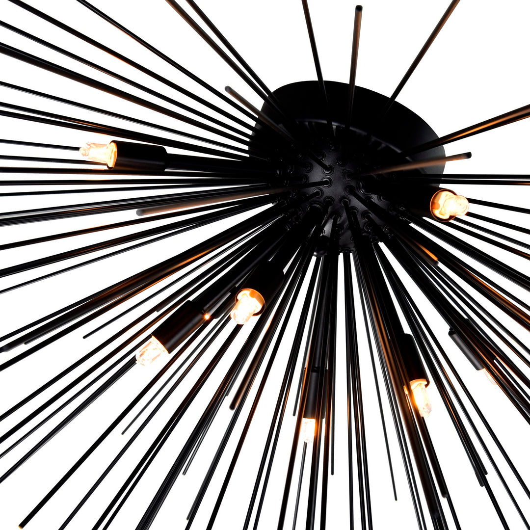 8 Light Flush Mount With Black Finish