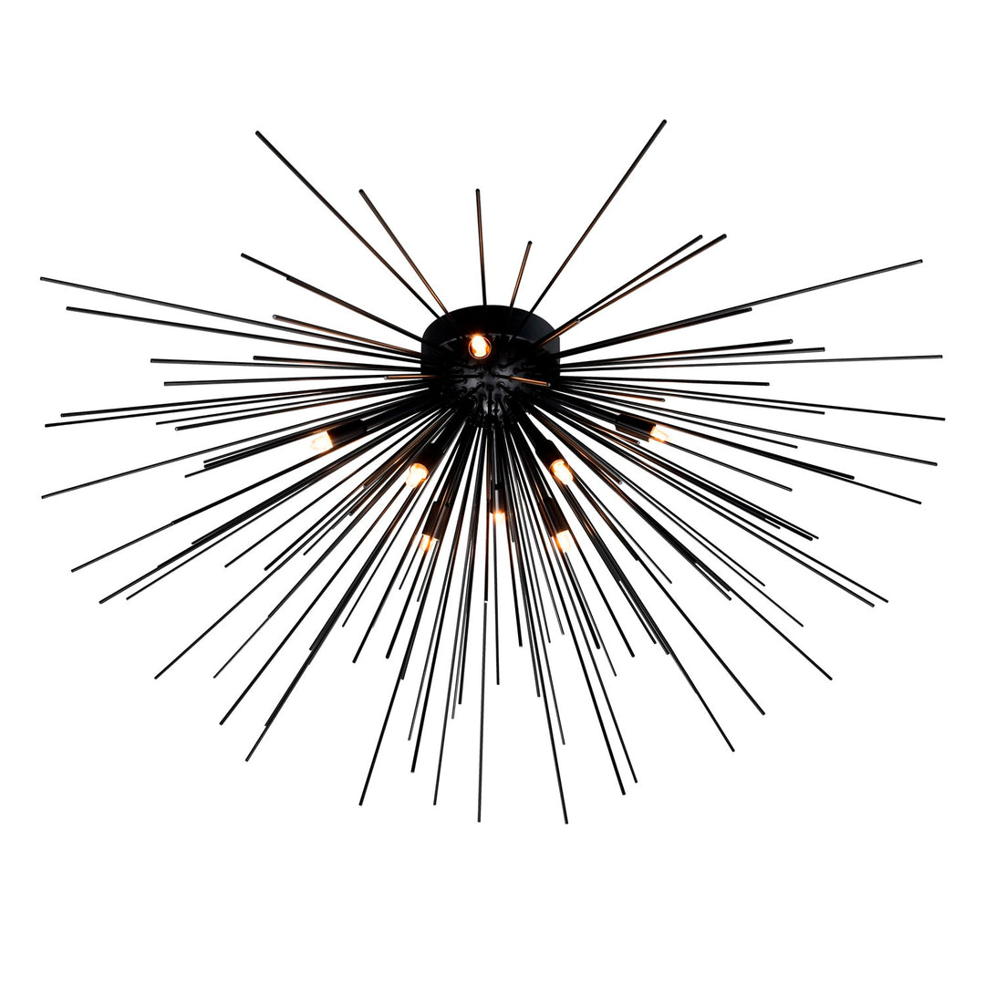 8 Light Flush Mount With Black Finish