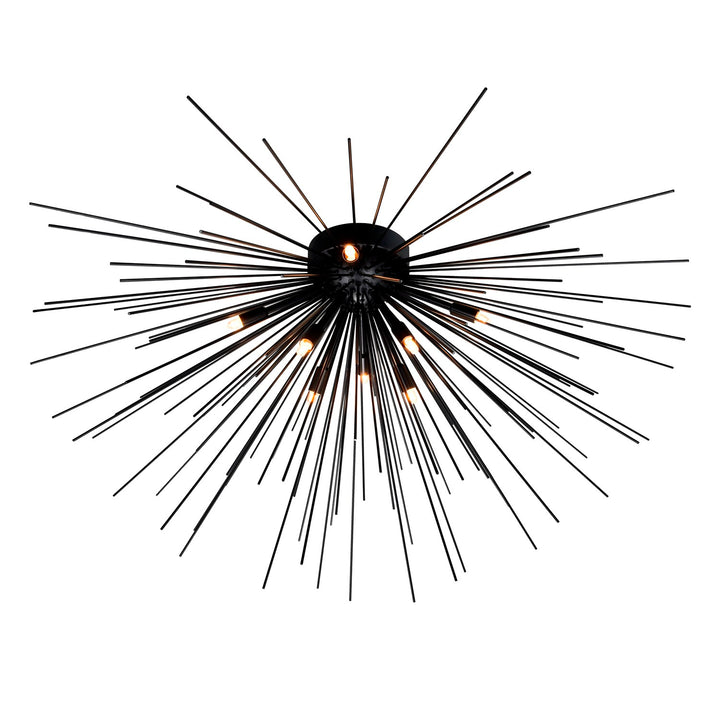 8 Light Flush Mount With Black Finish