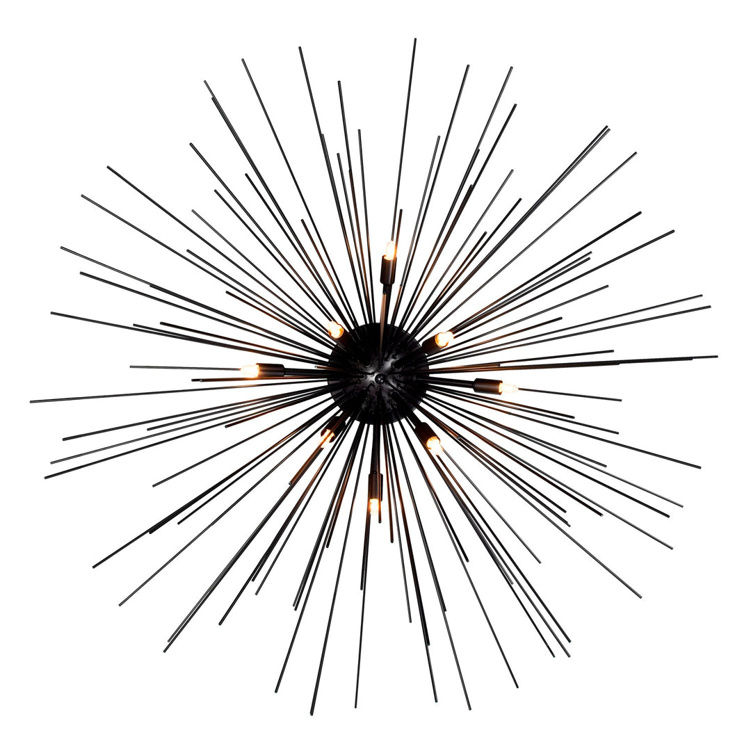 8 Light Flush Mount With Black Finish