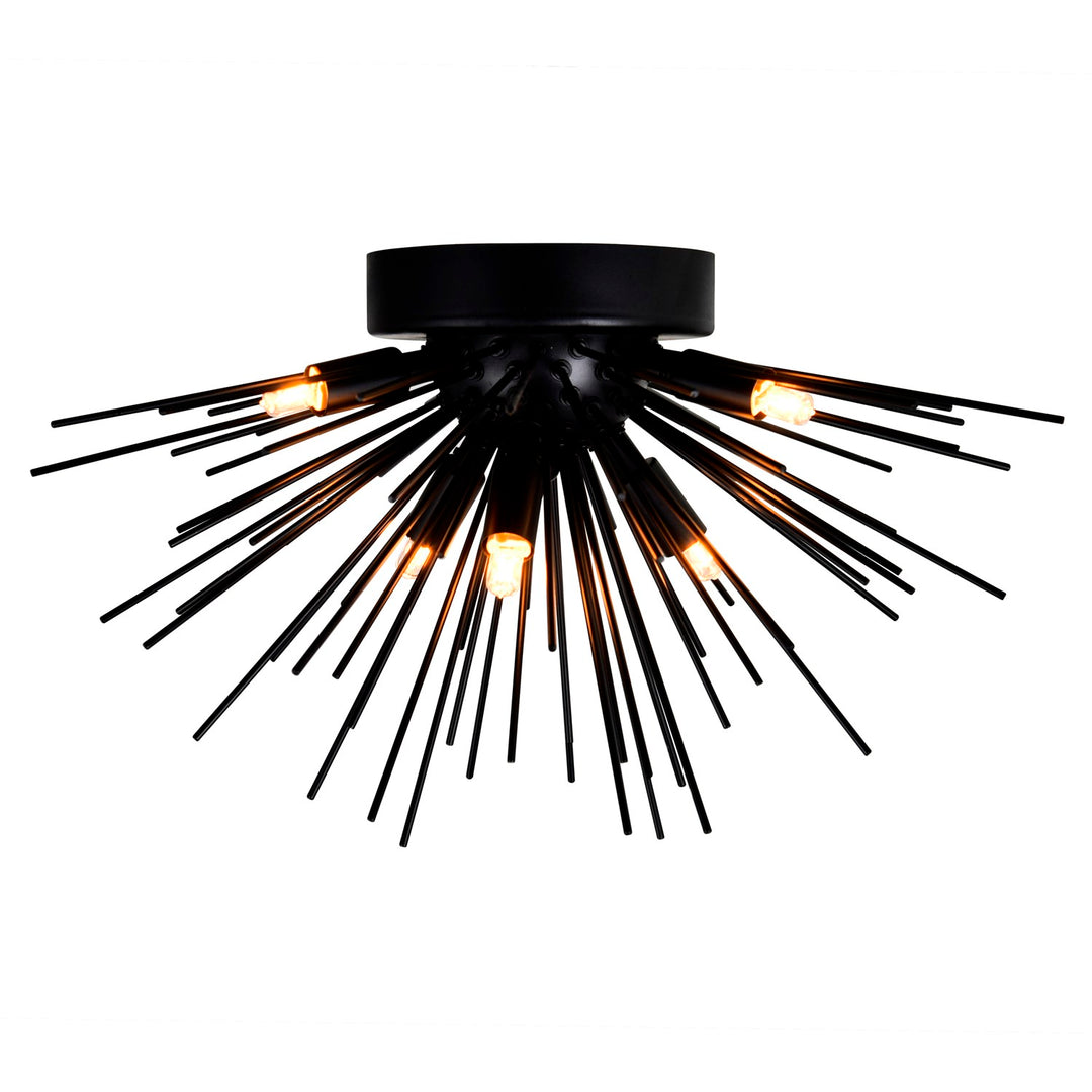 6 Light Flush Mount With Black Finish by CWI Lighting