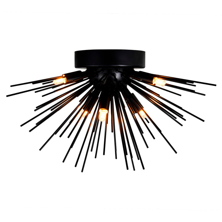 6 Light Flush Mount With Black Finish by CWI Lighting
