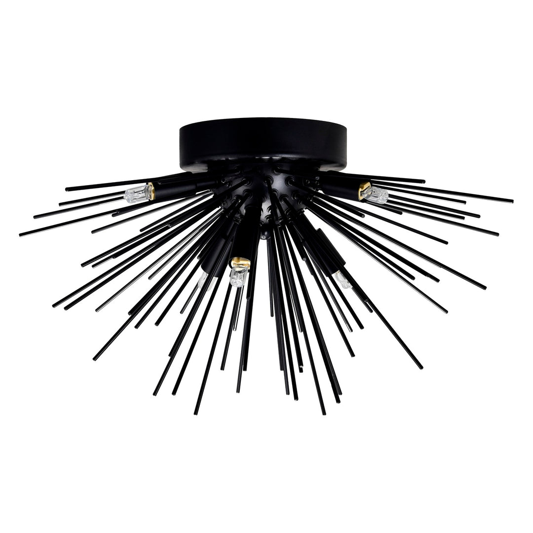 6 Light Flush Mount With Black Finish
