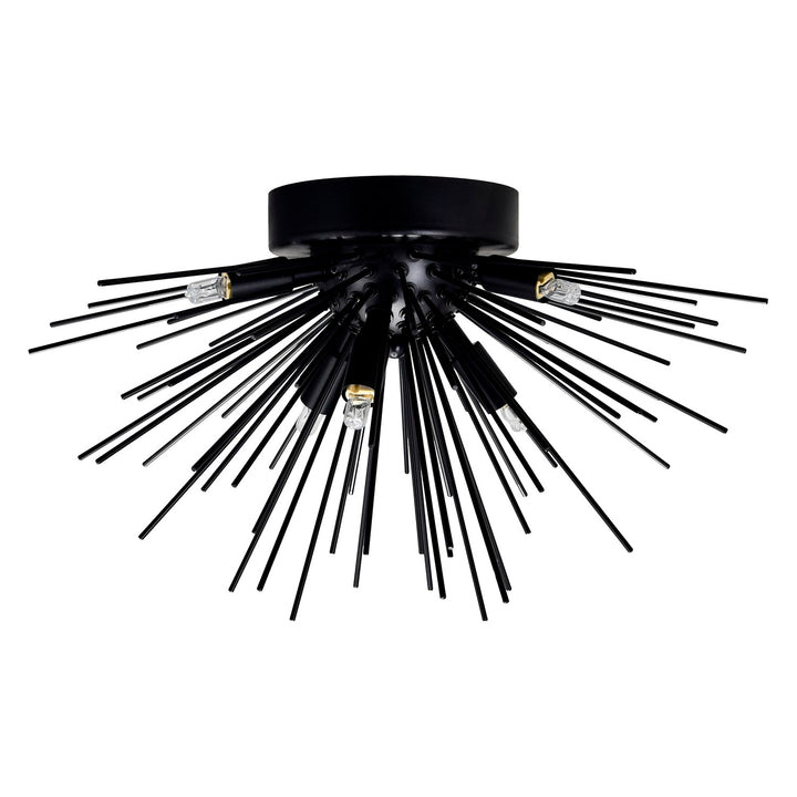 6 Light Flush Mount With Black Finish