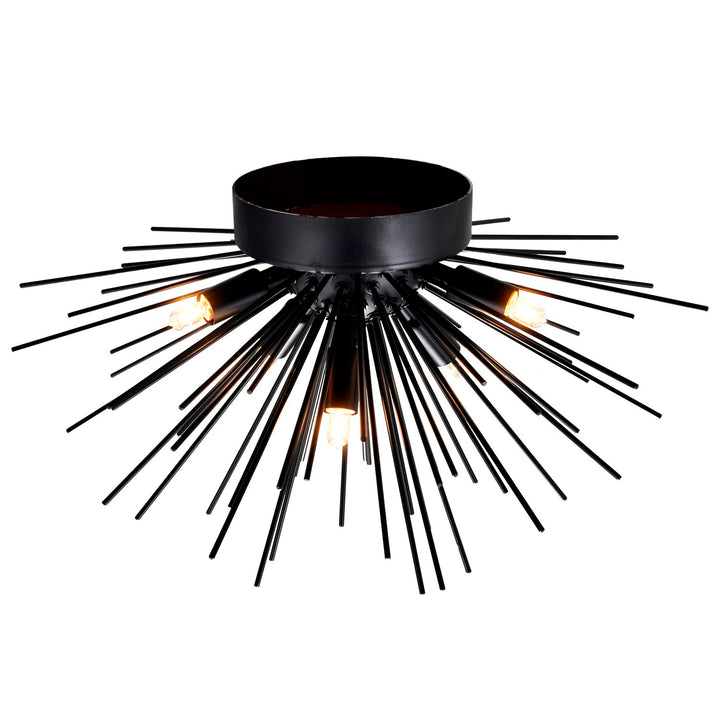 6 Light Flush Mount With Black Finish