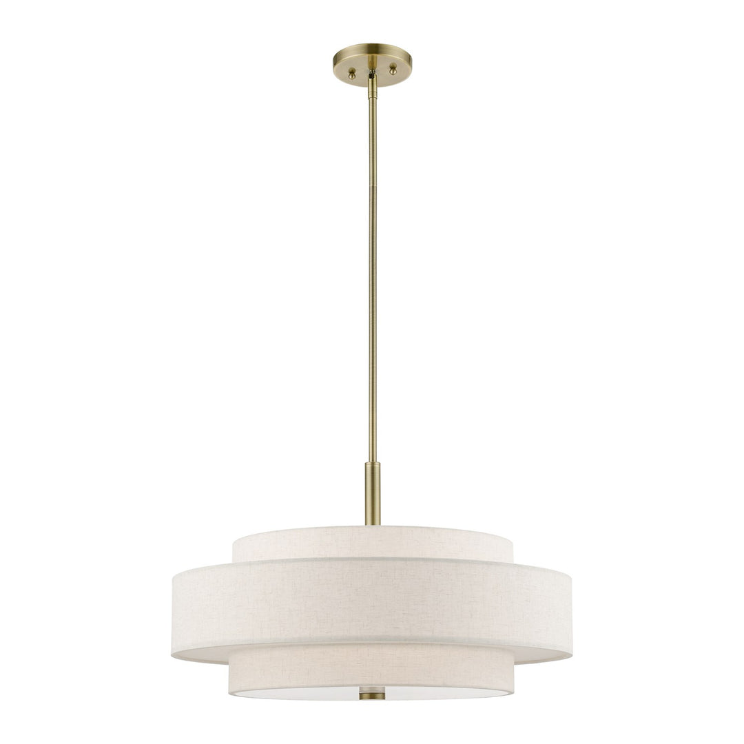 5 Light Antique Brass Pendant Chandelier by Livex Lighting