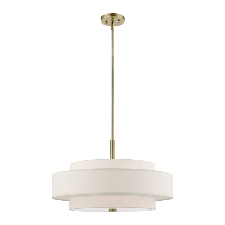 5 Light Antique Brass Pendant Chandelier by Livex Lighting
