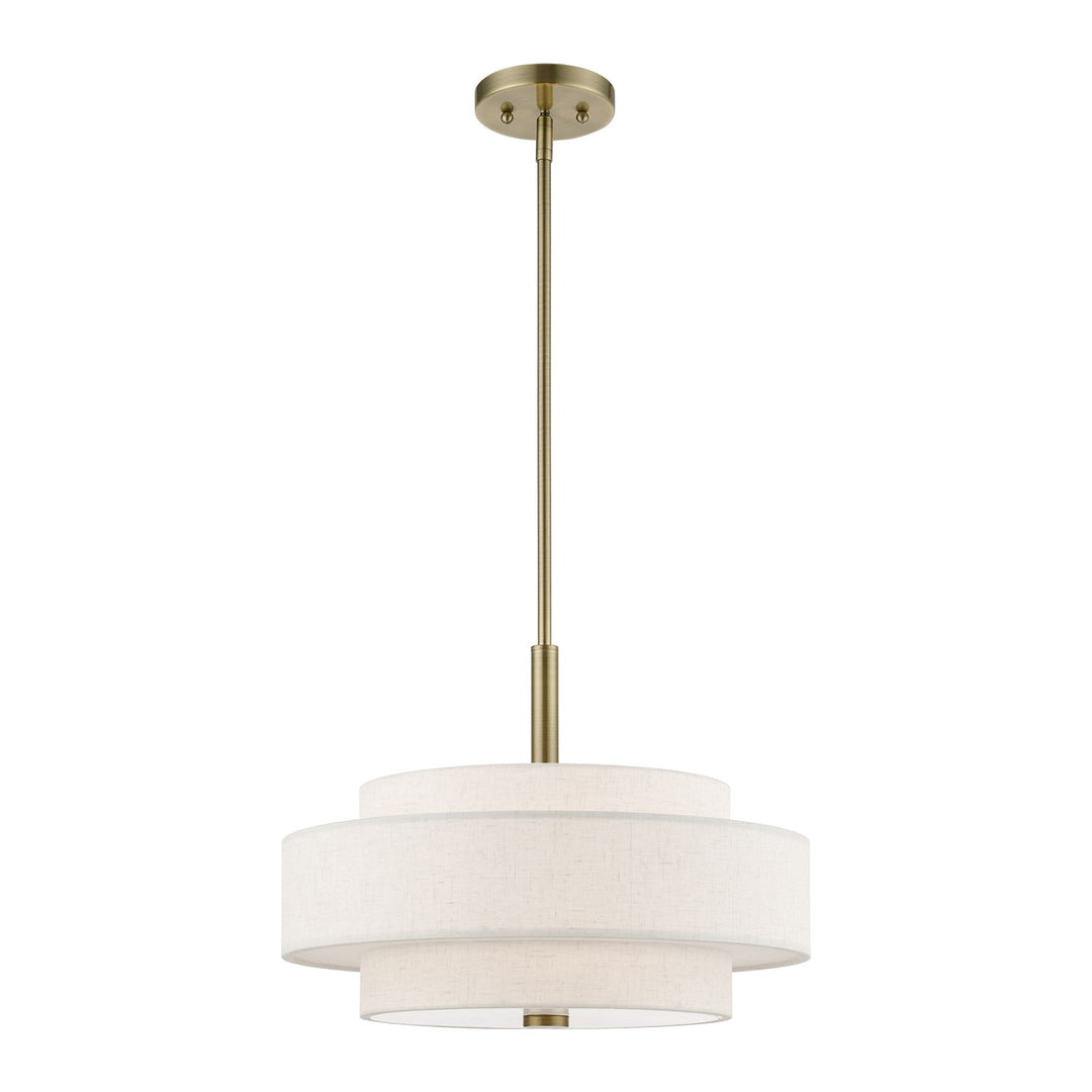 4 Light Antique Brass Pendant Chandelier by Livex Lighting