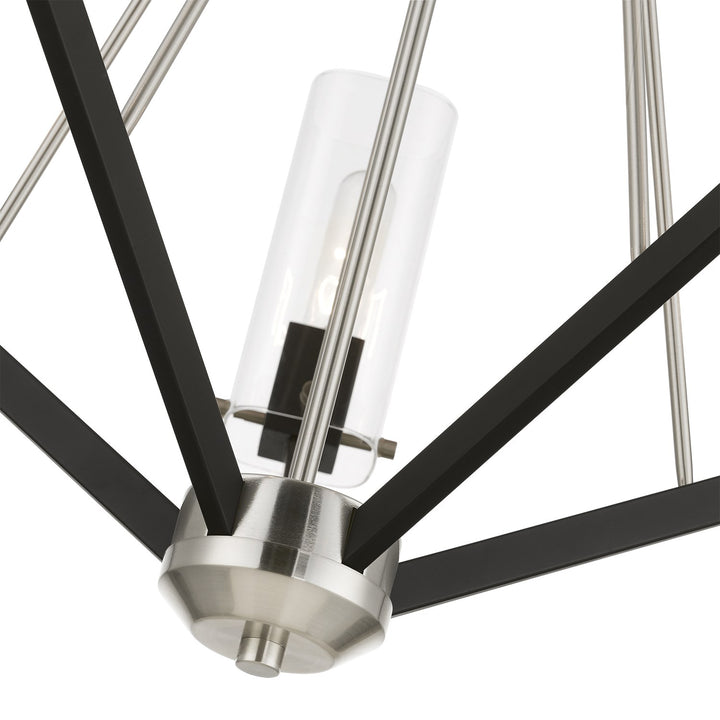 5 Light Brushed Nickel & Black Chandelier