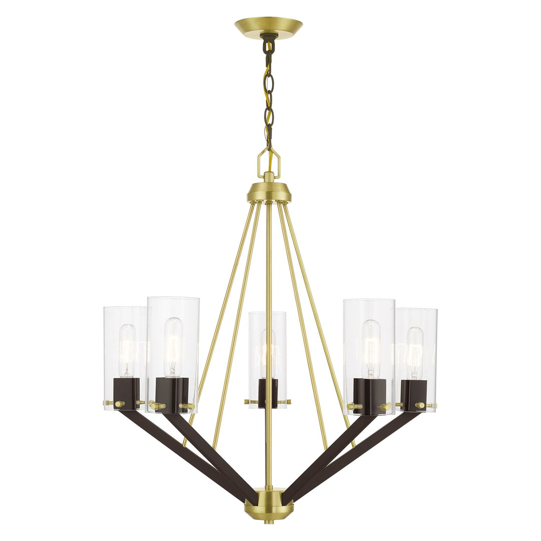 5 Light Satin Brass & Bronze Chandelier by Livex Lighting