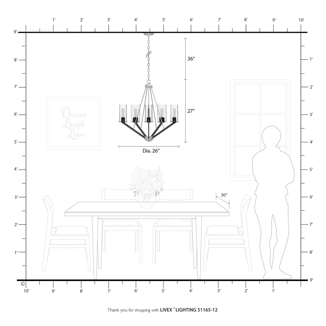 5 Light Satin Brass & Bronze Chandelier