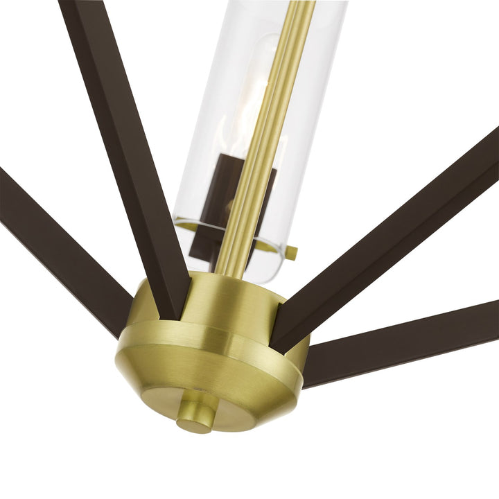 5 Light Satin Brass & Bronze Chandelier