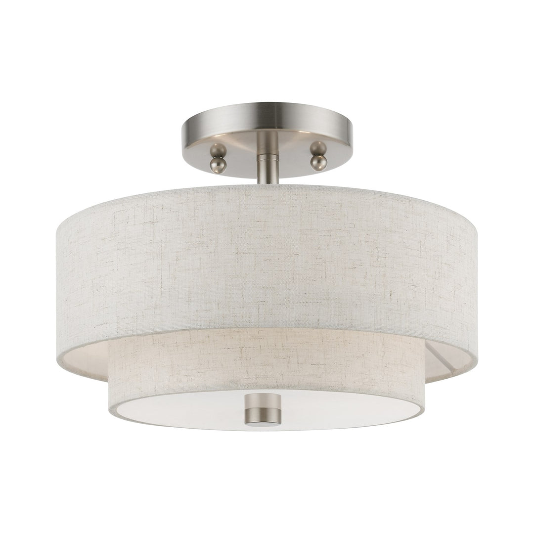 2 Light Brushed Nickel Semi-Flush by Livex Lighting