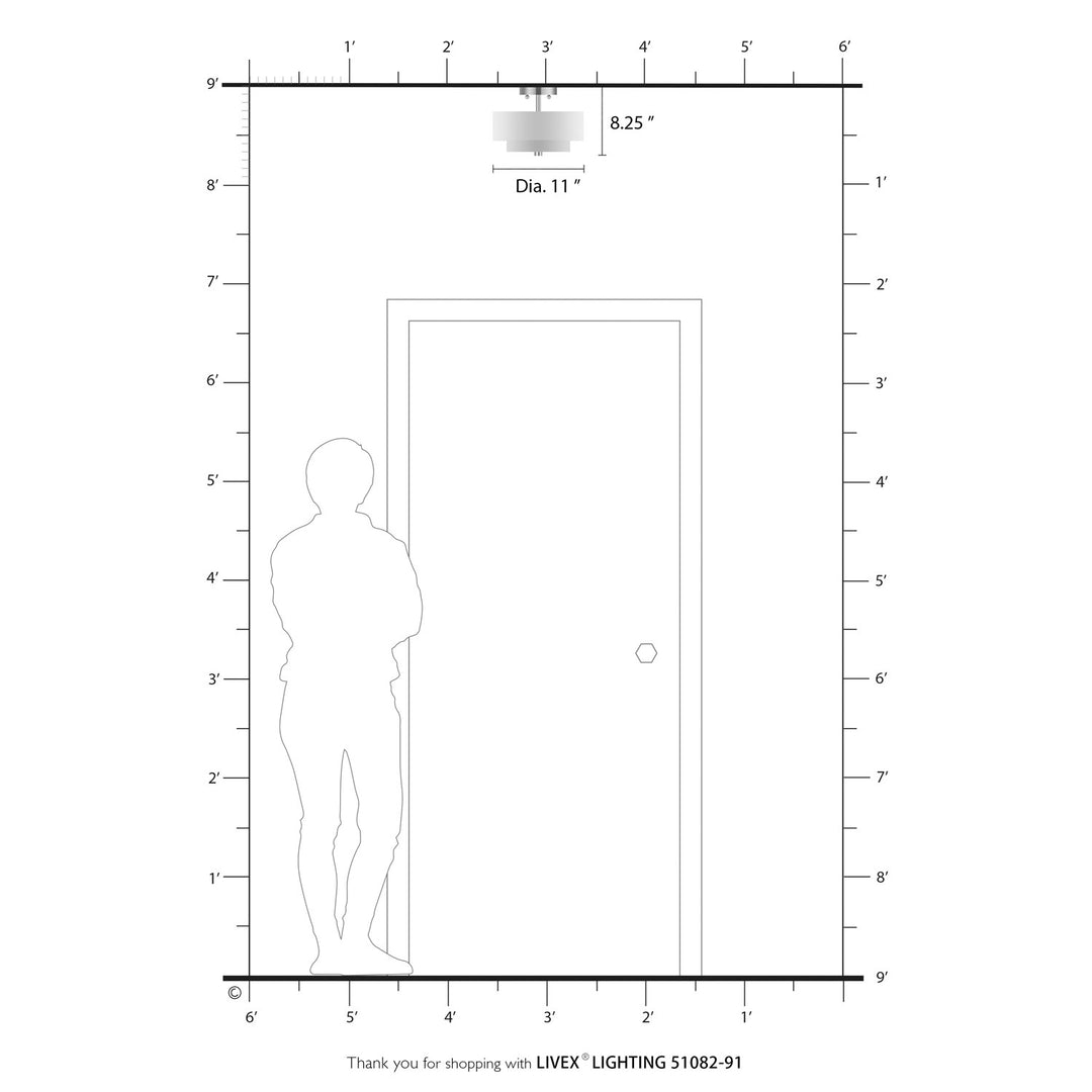 2 Light Brushed Nickel Semi-Flush