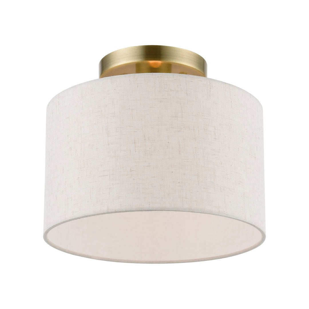 1 Light Antique Brass Small Semi-Flush