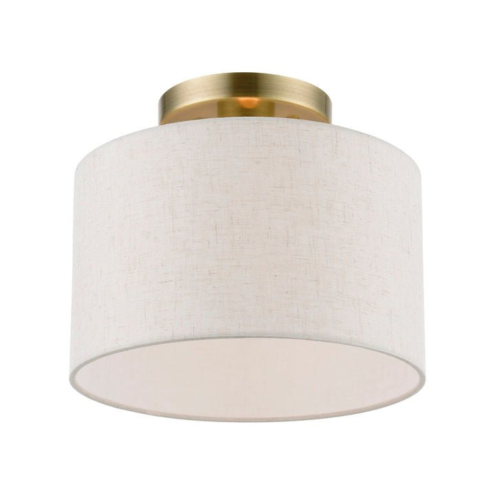 1 Light Antique Brass Small Semi-Flush