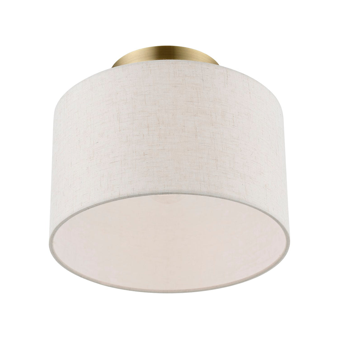1 Light Antique Brass Small Semi-Flush