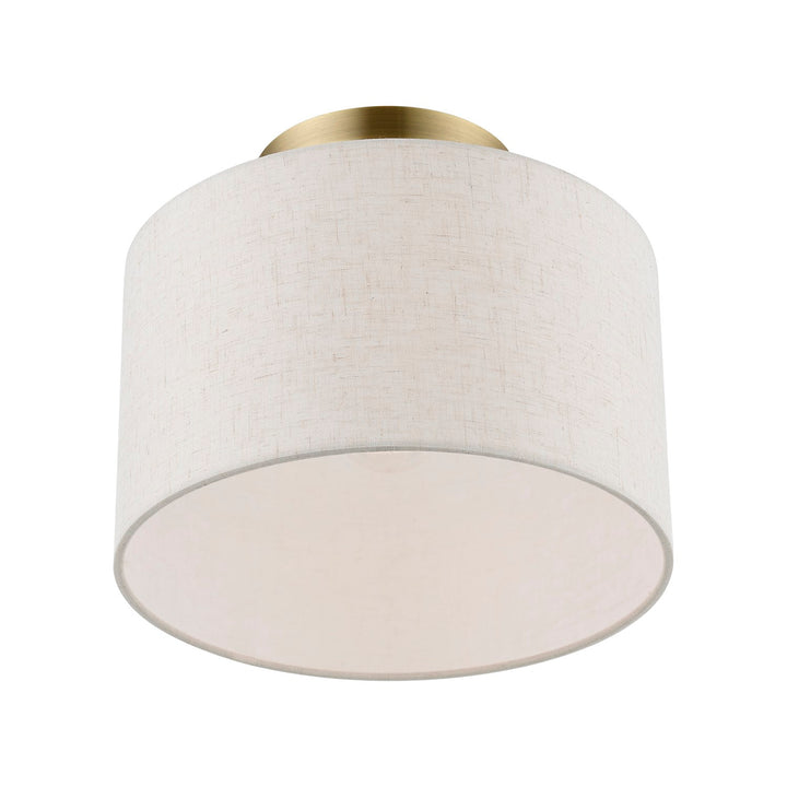1 Light Antique Brass Small Semi-Flush