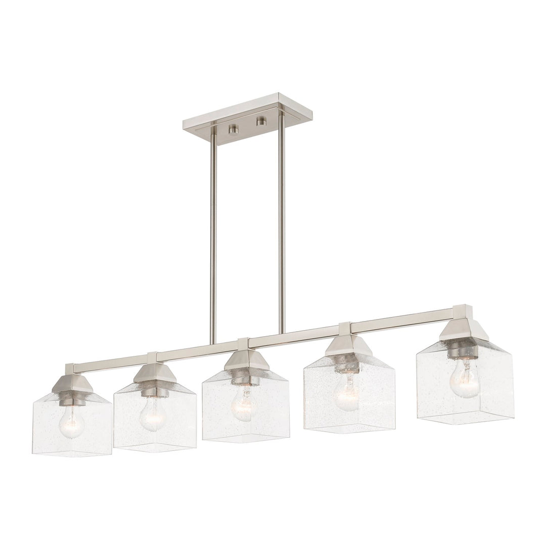 5 Light Brushed Nickel Linear Chandelier