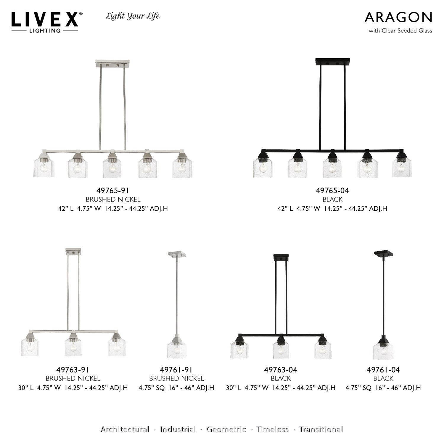 5 Light Black Linear Chandelier