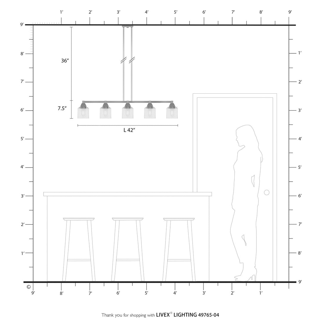 5 Light Black Linear Chandelier