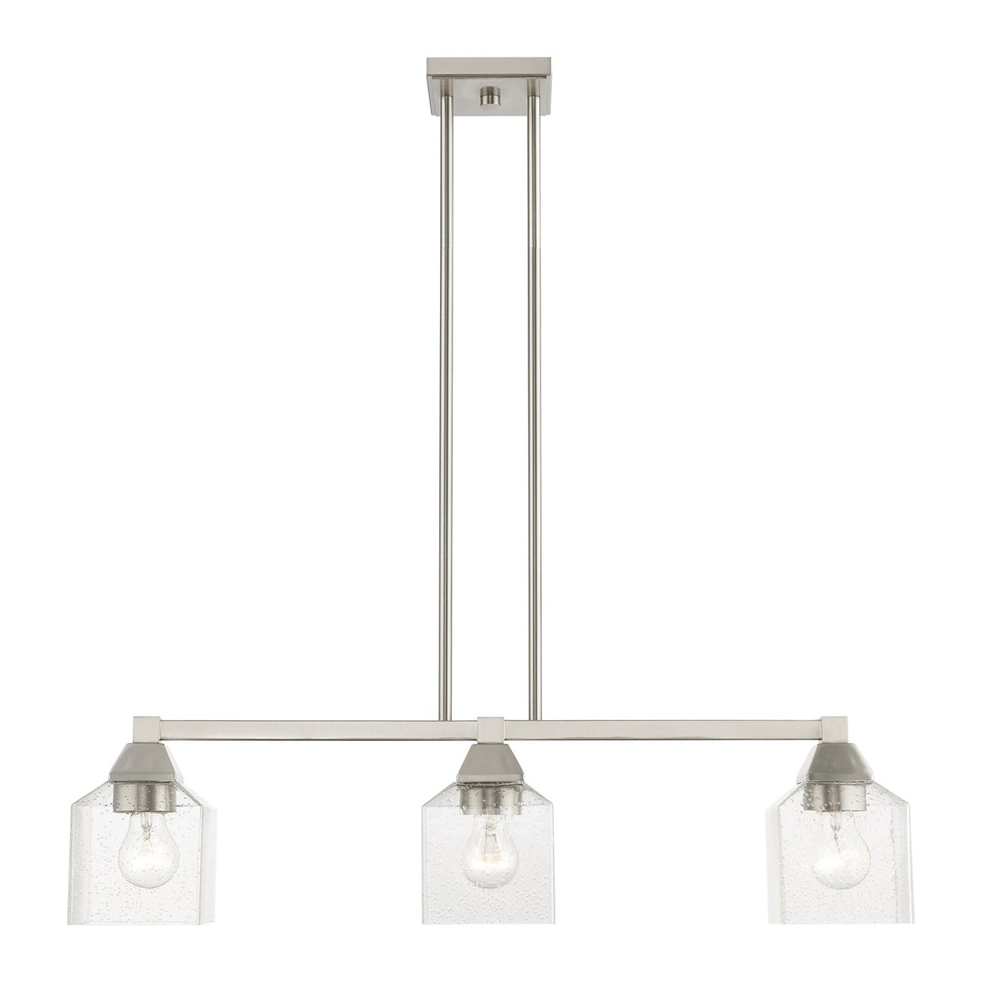 3 Light Brushed Nickel Linear Chandelier by Livex Lighting