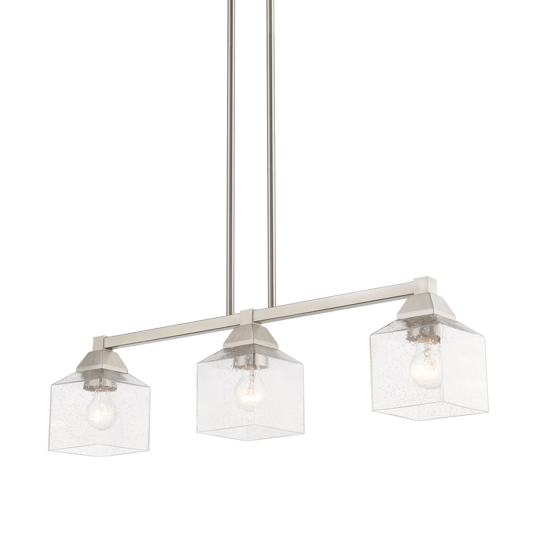 3 Light Brushed Nickel Linear Chandelier