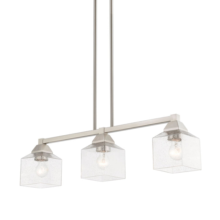 3 Light Brushed Nickel Linear Chandelier