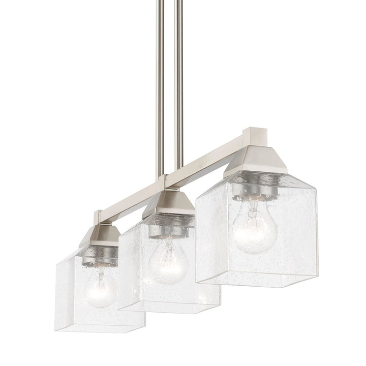3 Light Brushed Nickel Linear Chandelier