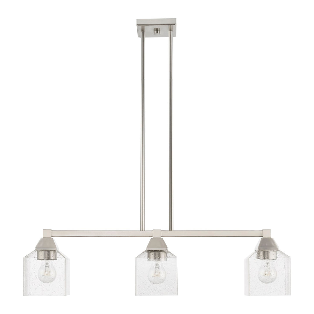 3 Light Brushed Nickel Linear Chandelier