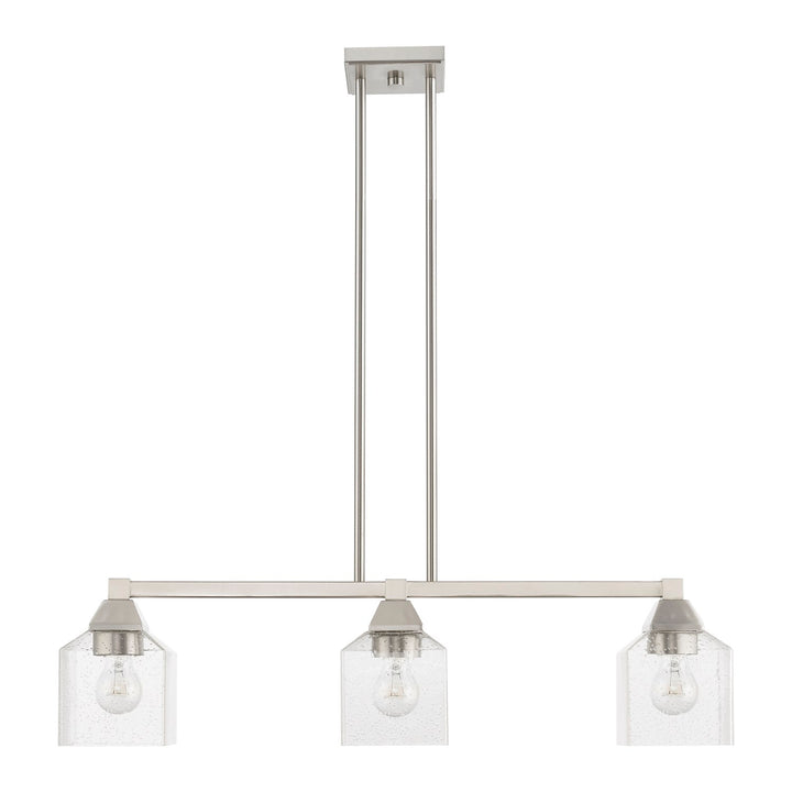 3 Light Brushed Nickel Linear Chandelier