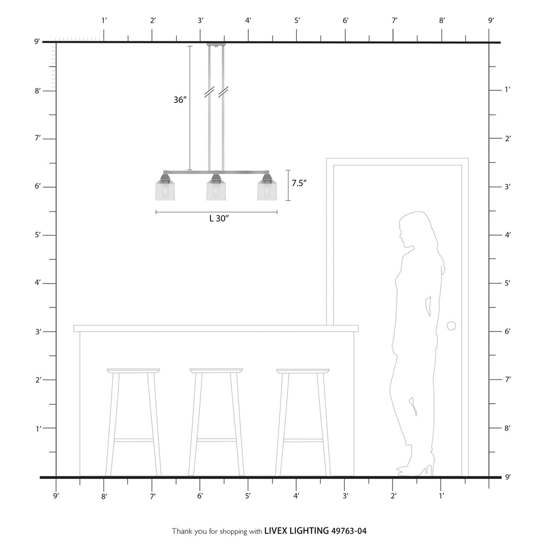 3 Light Black Linear Chandelier