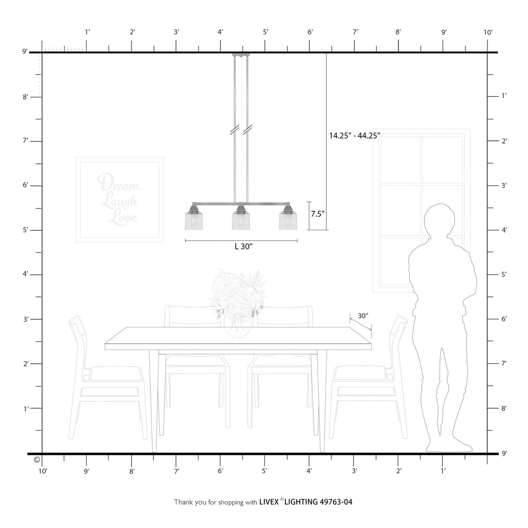 3 Light Black Linear Chandelier