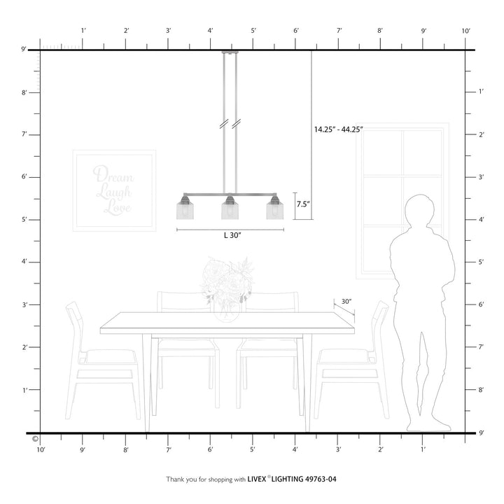 3 Light Black Linear Chandelier