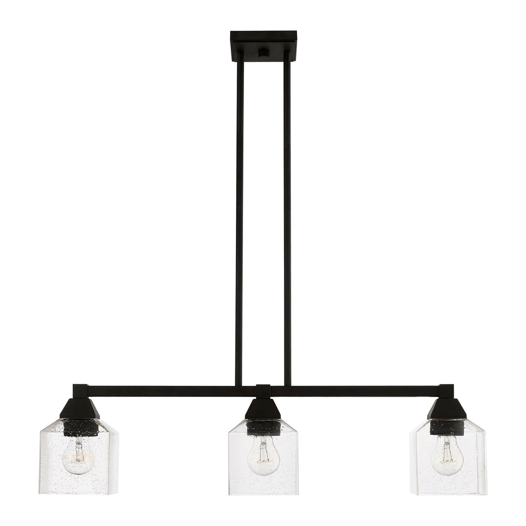 3 Light Black Linear Chandelier