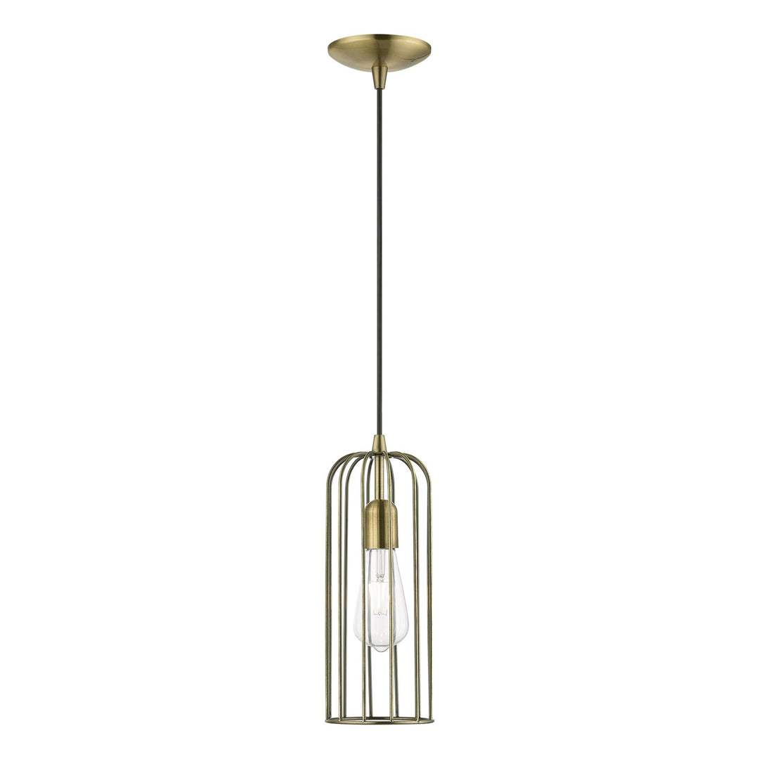 1 Light Antique Brass Pendant by Livex Lighting