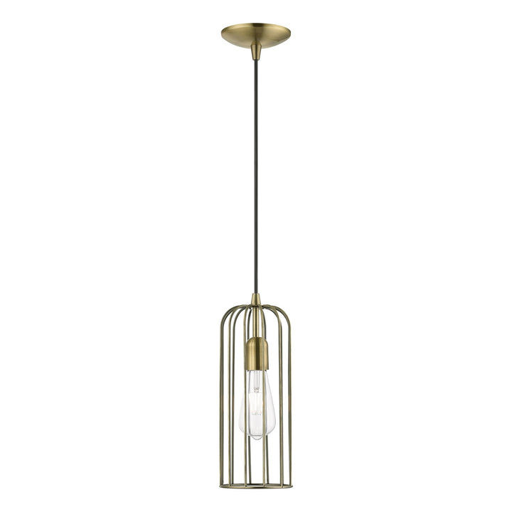 1 Light Antique Brass Pendant by Livex Lighting