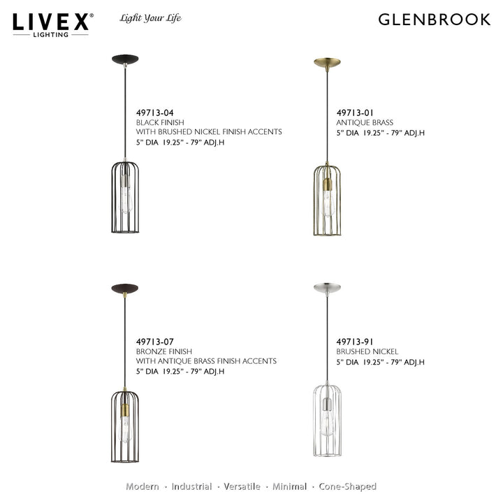 1 Light Antique Brass Pendant