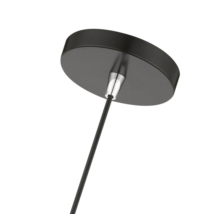1 Light Shiny Black With Polished Chrome Accents Single Tall Pendant