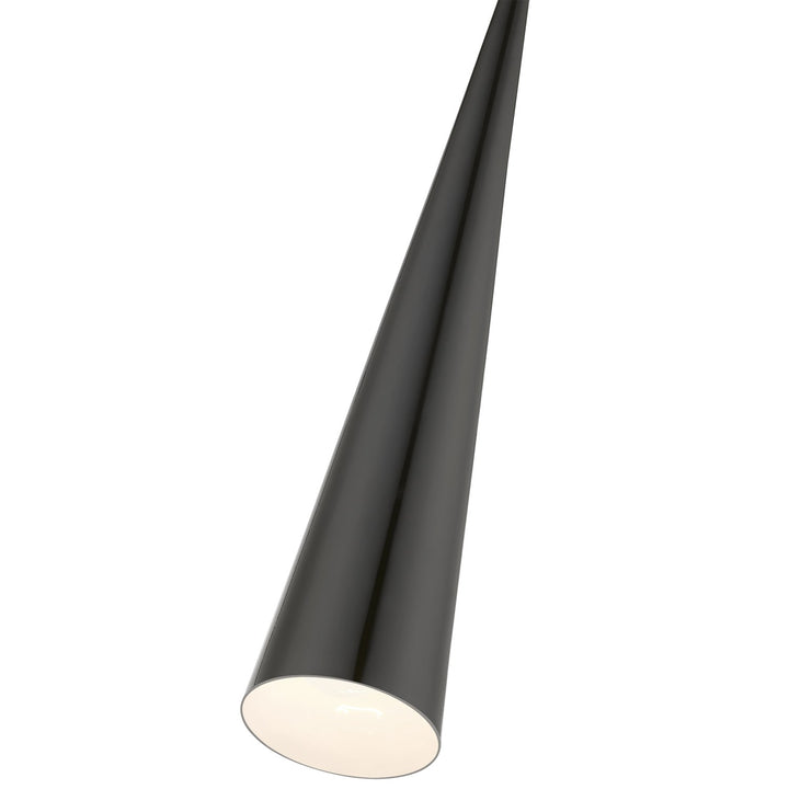 1 Light Shiny Black With Polished Chrome Accents Single Tall Pendant