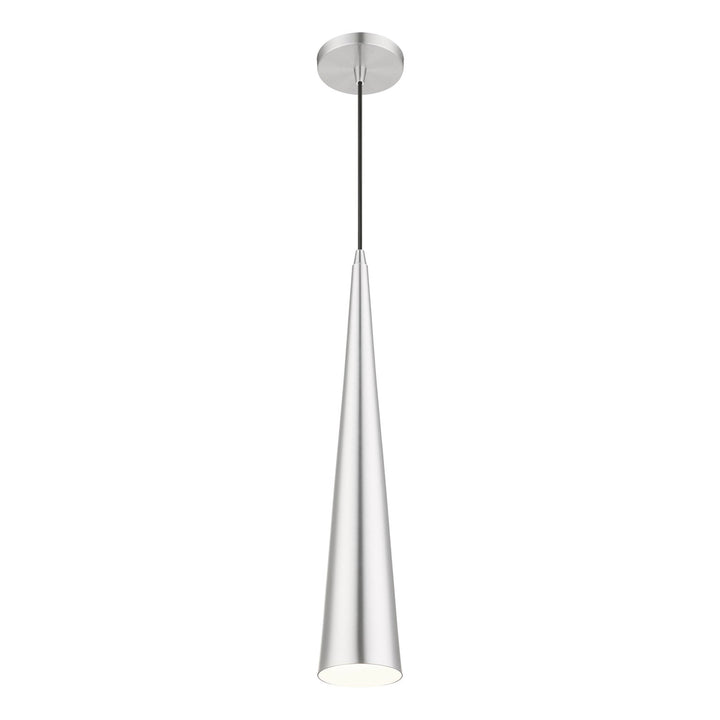 1 Light Brushed Aluminum With Polished Chrome Accents Single Tall Pendant
