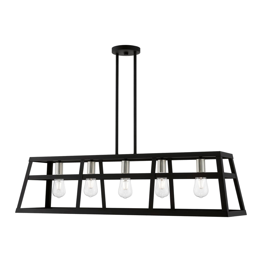 5 Light Black With Brushed Nickel Accents Linear Chandelier by Livex Lighting